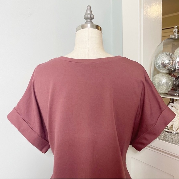 Express Tie Waist Roll Sleeve Short Sleeve Shirt Pink Small - Picture 7 of 9